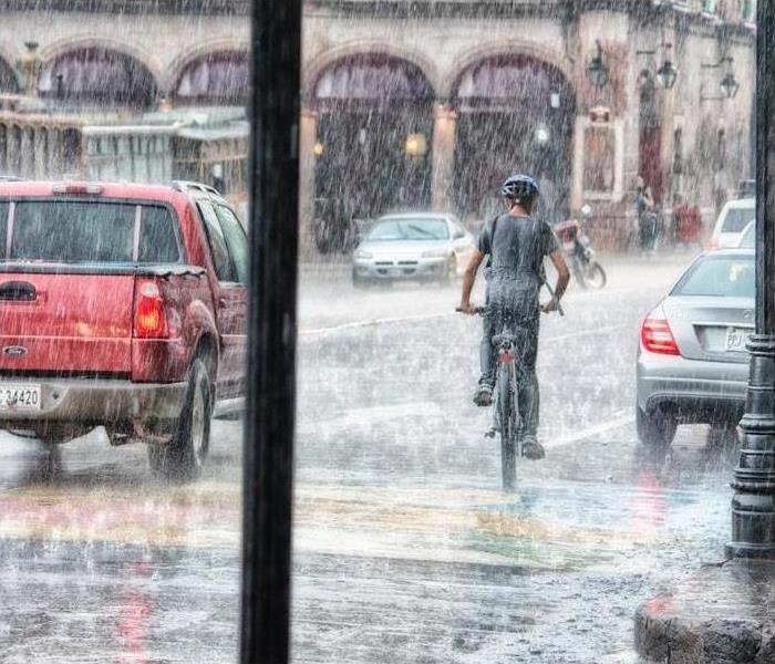 rain and person on bike